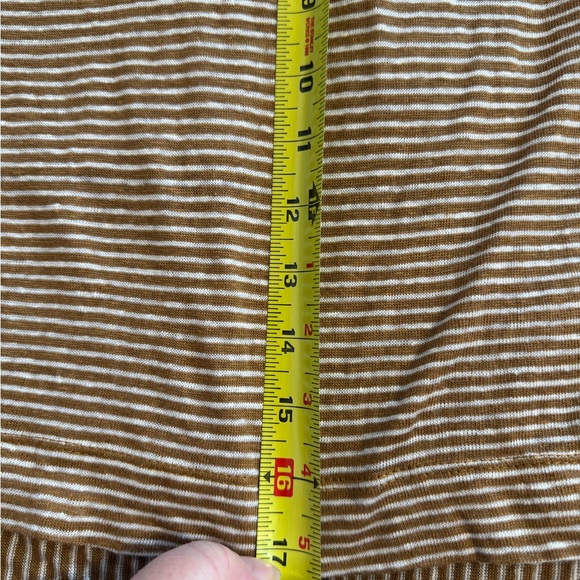 C & C Striped Hoodie Tan & Cream Women's Top, Roll Tab Sleeves. Size Large - Picture 13 of 13